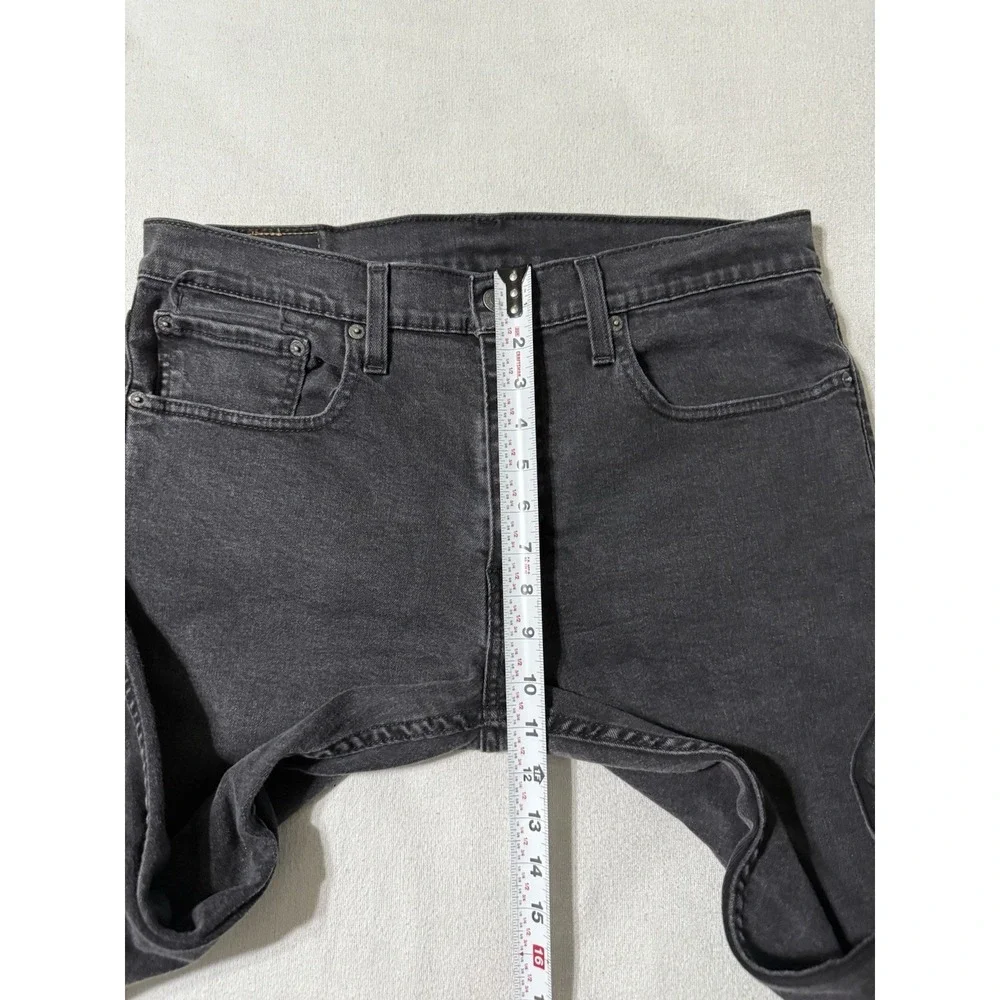 Levis 502 Jeans Mens 34x30 Black Regular Tapered Mid Rise Dark‎ Wash Denim